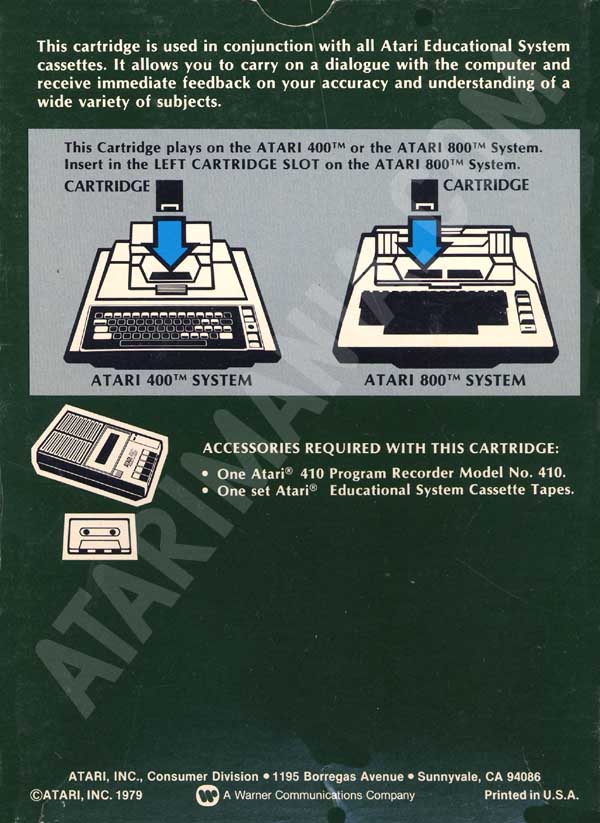 Atari Educational System Lesson Cassettes/Atari Educational System CXL 4001-2.jpg
