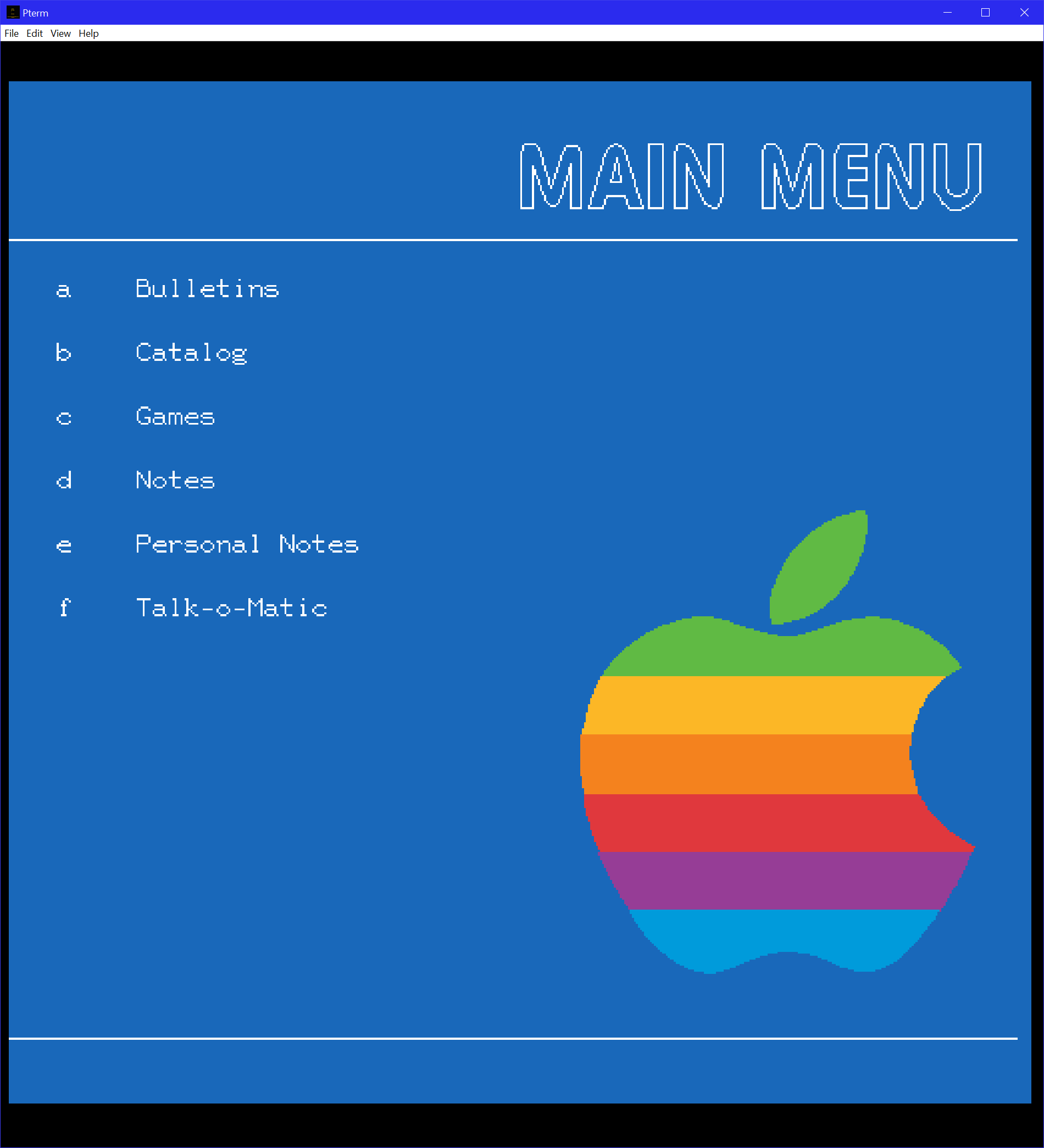 PLATO/IRATA.ONLINE-Main Menu-Apple.png